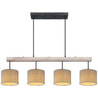Hängeleuchte Roger max. 40 Watt - Schwarz/Grau, Natur, Holz/Textil (102/18/120cm) - Globo