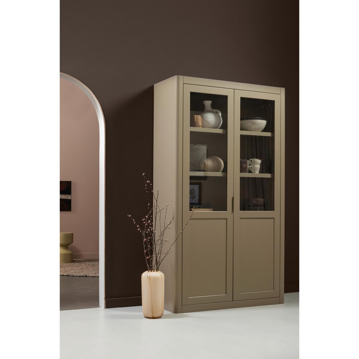 Vitrine Gunnar Schlammfarben B: 120 cm - Schlammfarben/Schwarz, Design, Holz/Metall (120/217/48cm) - Livetastic