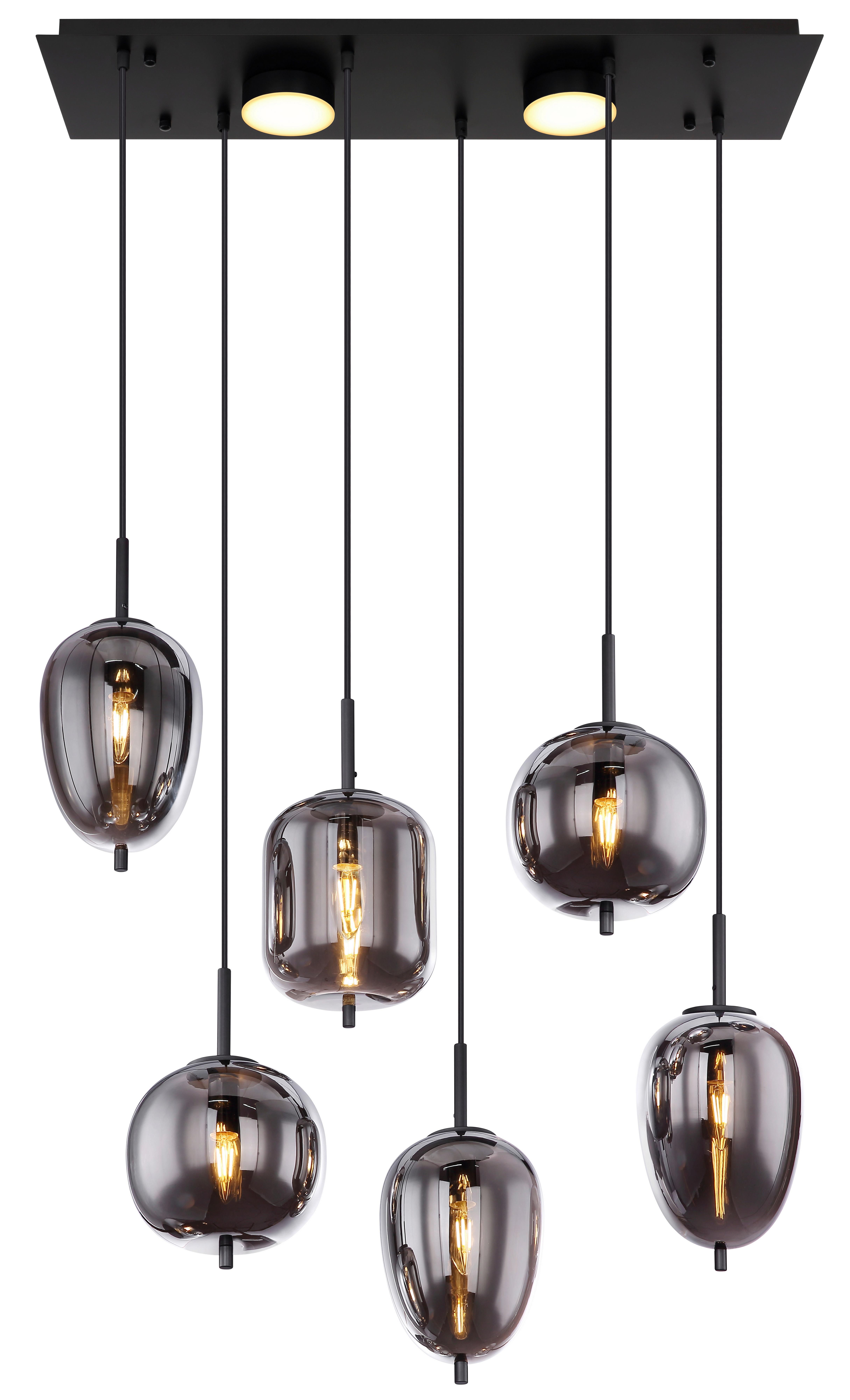 LED-Hängeleuchte Blacky Opal/Schwarz max. 21 Watt - Opal/Schwarz, Design, Glas/Kunststoff (80/34/120cm) - Globo