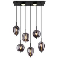 Viseča Led-svetilka 15345-6l Blacky - črna/siva, Design, kovina/umetna masa (80/34/120cm) - Globo