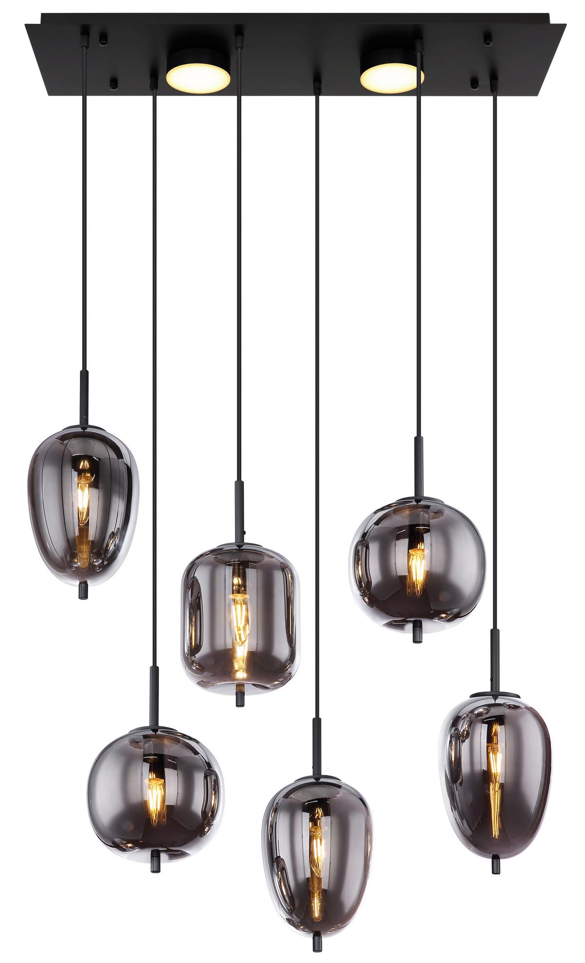 Viseča Led-svetilka 15345-6l Blacky - črna/siva, Design, kovina/umetna masa (80/34/120cm) - Globo