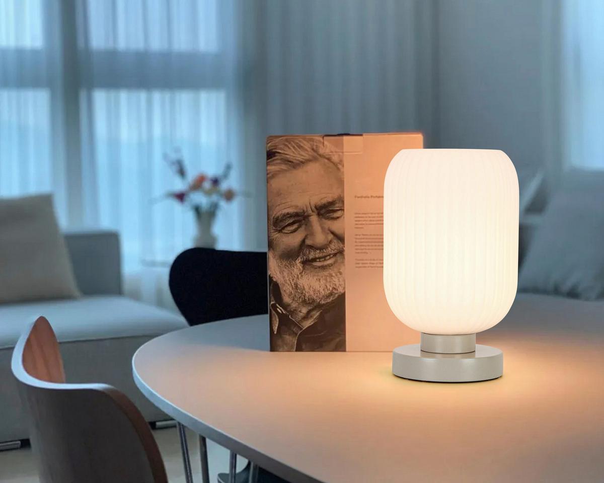 Asztali Lámpa Exi - homokszínű/fehér, Modern, műanyag/Üveg (14/24cm) - Mömax