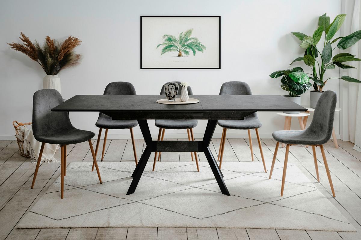 STÓŁ DO JADALNI HARO 80A ROZKŁADANY - czarny, Modern, materiał drewnopochodny/metal (160-200/90/76cm) - MID.YOU