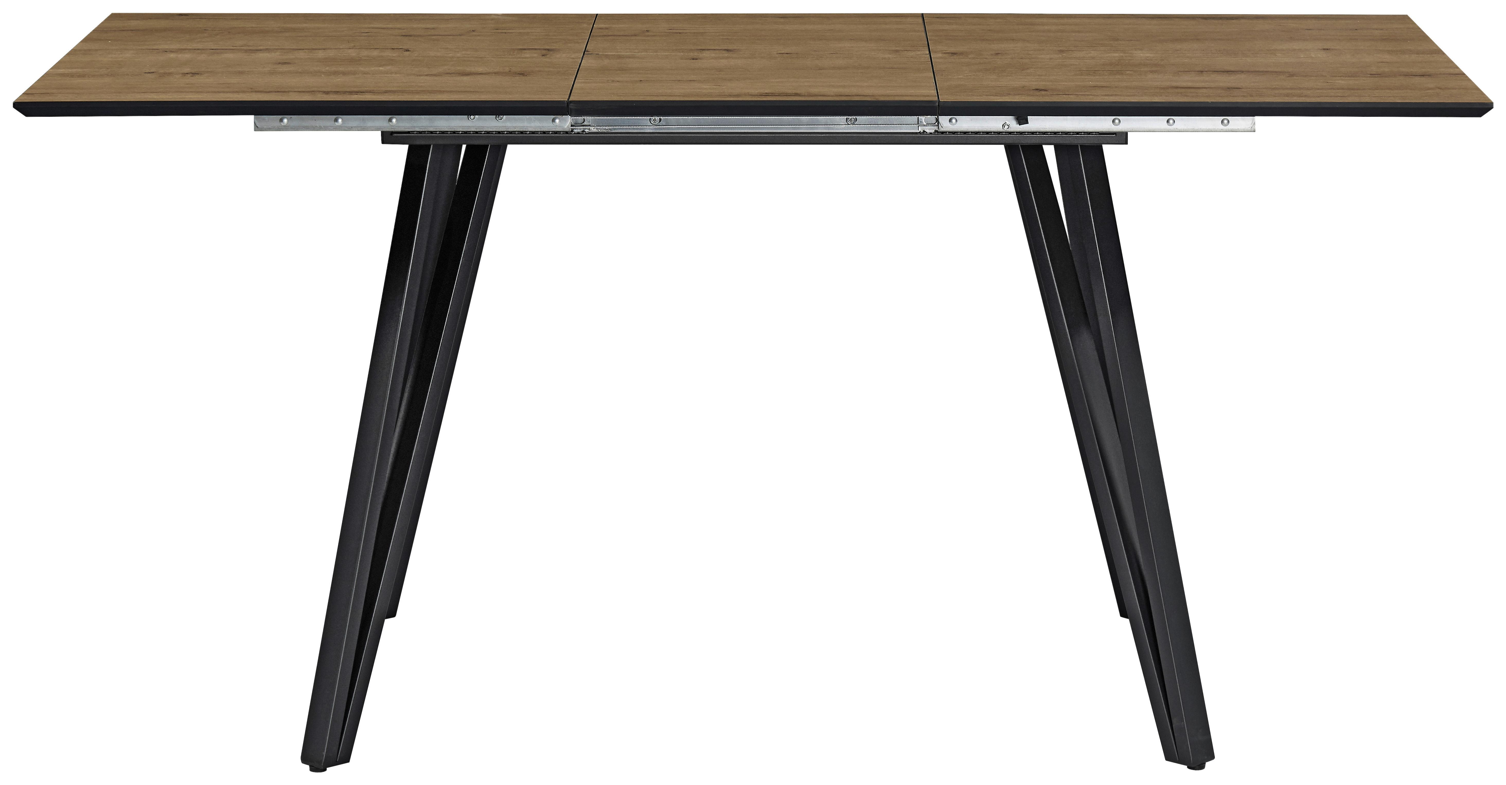 Masa extensibila DANIEL - culoare lemn stejar/negru, Modern, metal/material pe bază de lemn (120-160/80/76cm) - Mömax
