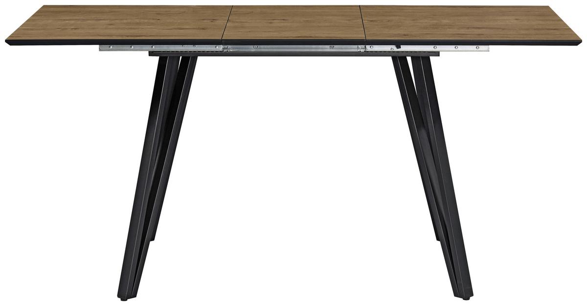 Ausziehtisch Daniel Eichefarben ca.120-160x76x80cm - Eichefarben/Schwarz, MODERN, Holzwerkstoff/Metall (120-160/80/76cm) - Mömax