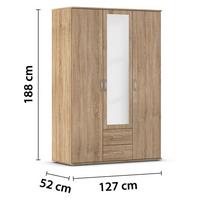 Ruhásszekrény Twin - Sonoma tölgy/alumínium színű, Basics, műanyag/faalapú anyag (127/188/52cm)