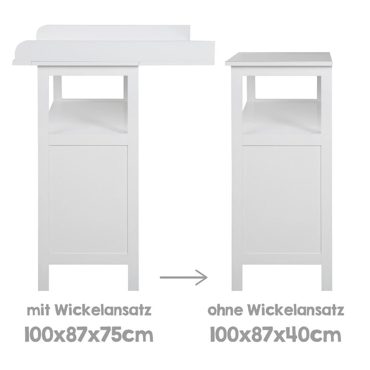 Wickelkommode White Weiß - Weiß, ROMANTIK / LANDHAUS, Holzwerkstoff/Kunststoff (87/100/75cm) - Based