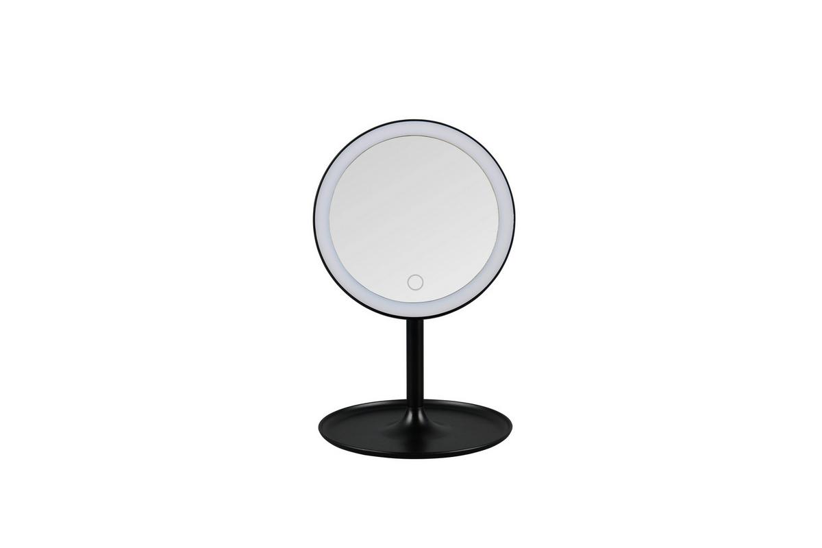 Schminkspiegel Liara Schwarz mit LED - Schwarz, MODERN, Glas/Kunststoff (18/28,5cm) - Mömax