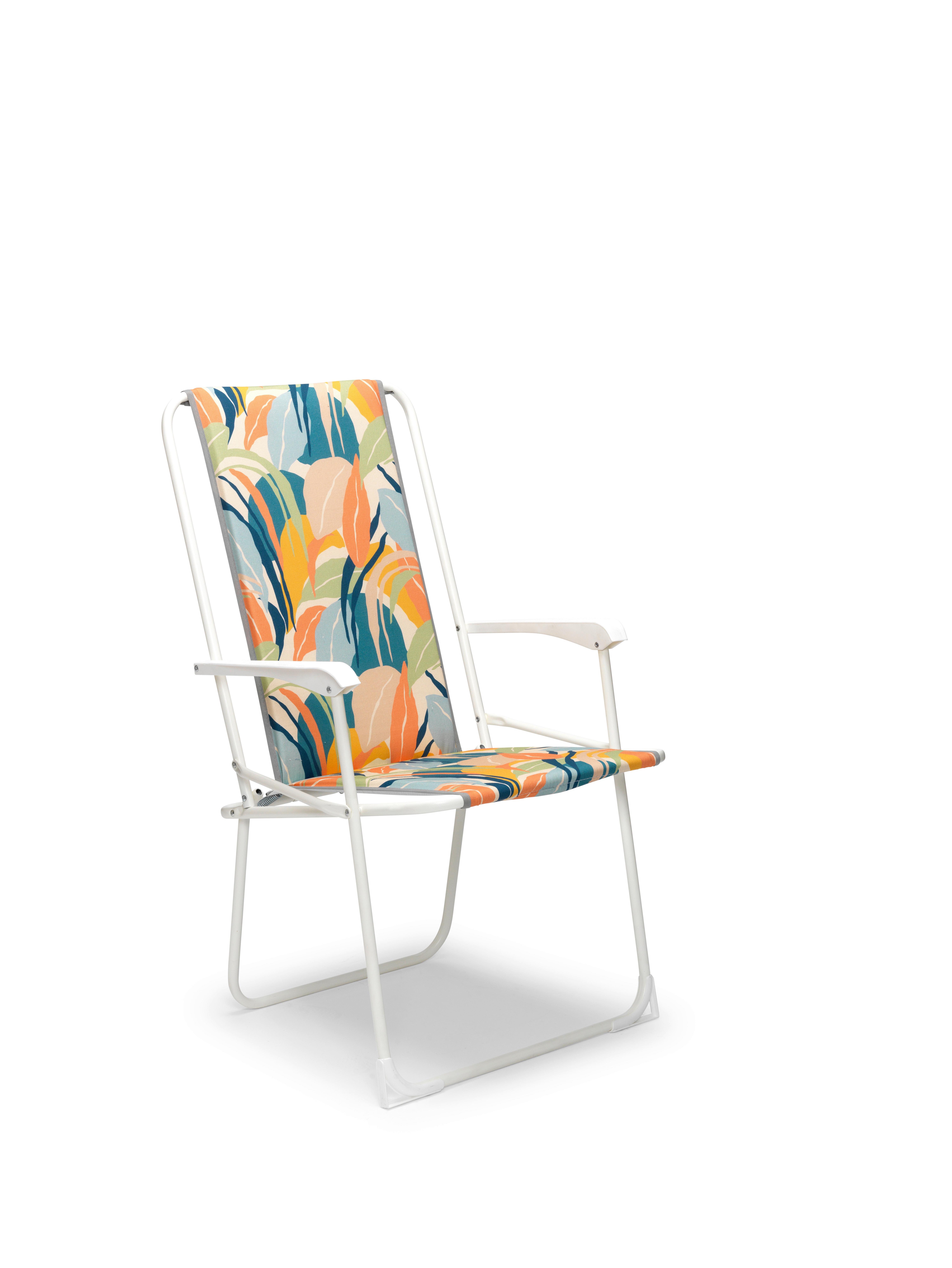 Klappstuhl CHIEMSEE in Multicolor, Weiß, faltbar - Multicolor/Weiß, Basics, Textil/Metall (56/93/53cm) - Gardenson