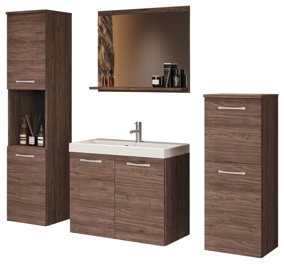 Kopalnica Malo, Barva Oreha, 5-Delna - bela/barve oreha, Trendi, kovina/leseni material (120cm) - P & B