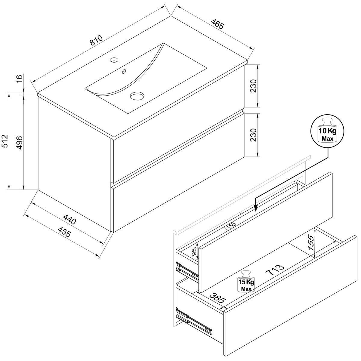 Badezimmer Cosila - Honigeiche/Weiss, Trend, Keramik/Holzwerkstoff (81/51/47cm) - MID.YOU