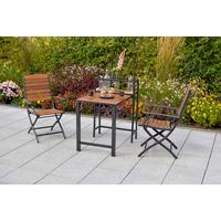 Balkonset Santorin 3-tlg. Alu/Akazie massiv - Graphitfarben/Naturfarben, MODERN, Holz/Metall - Gardenson