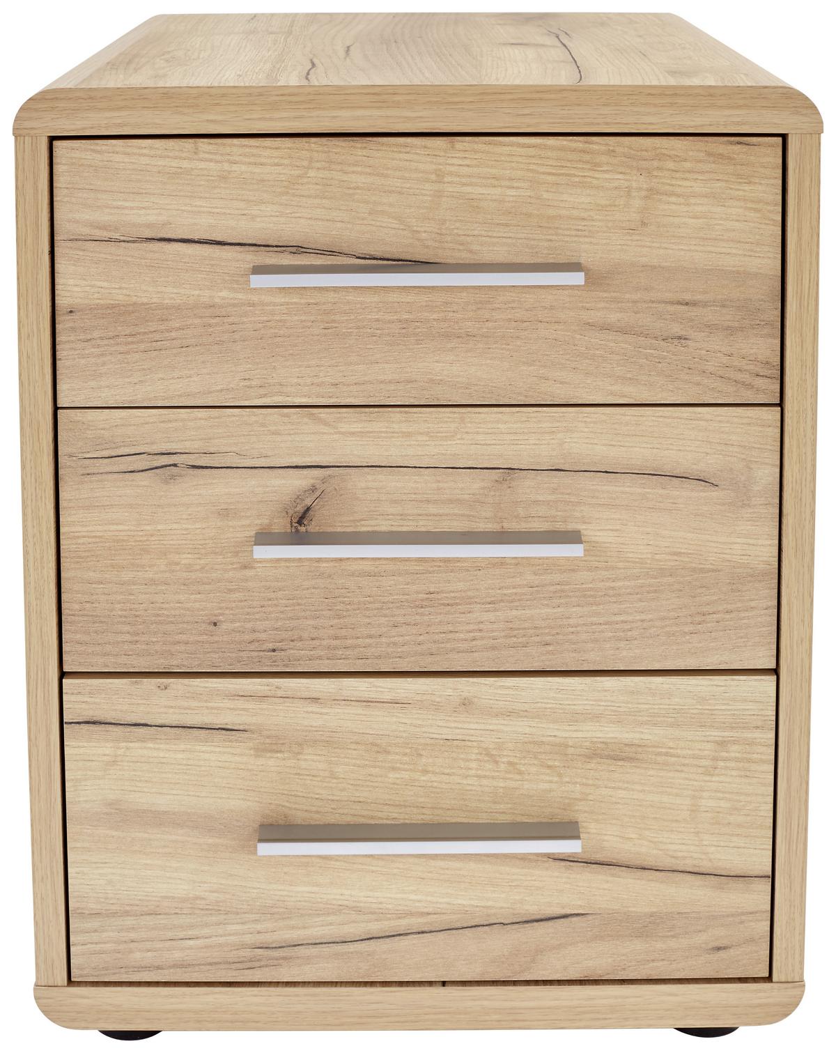 Ladičar Fontana - boje hrasta/boje kroma, Moderno, drvni materijal/plastika (44,3/59,6/50cm) - Modern Living