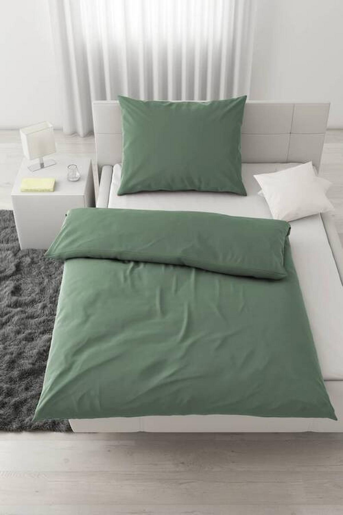 Bettwäsche Bio-Sophia Uni Salbeigrün ca. 140x200cm - Salbeigrün, Natur, Textil (140/200cm) - ecoTree
