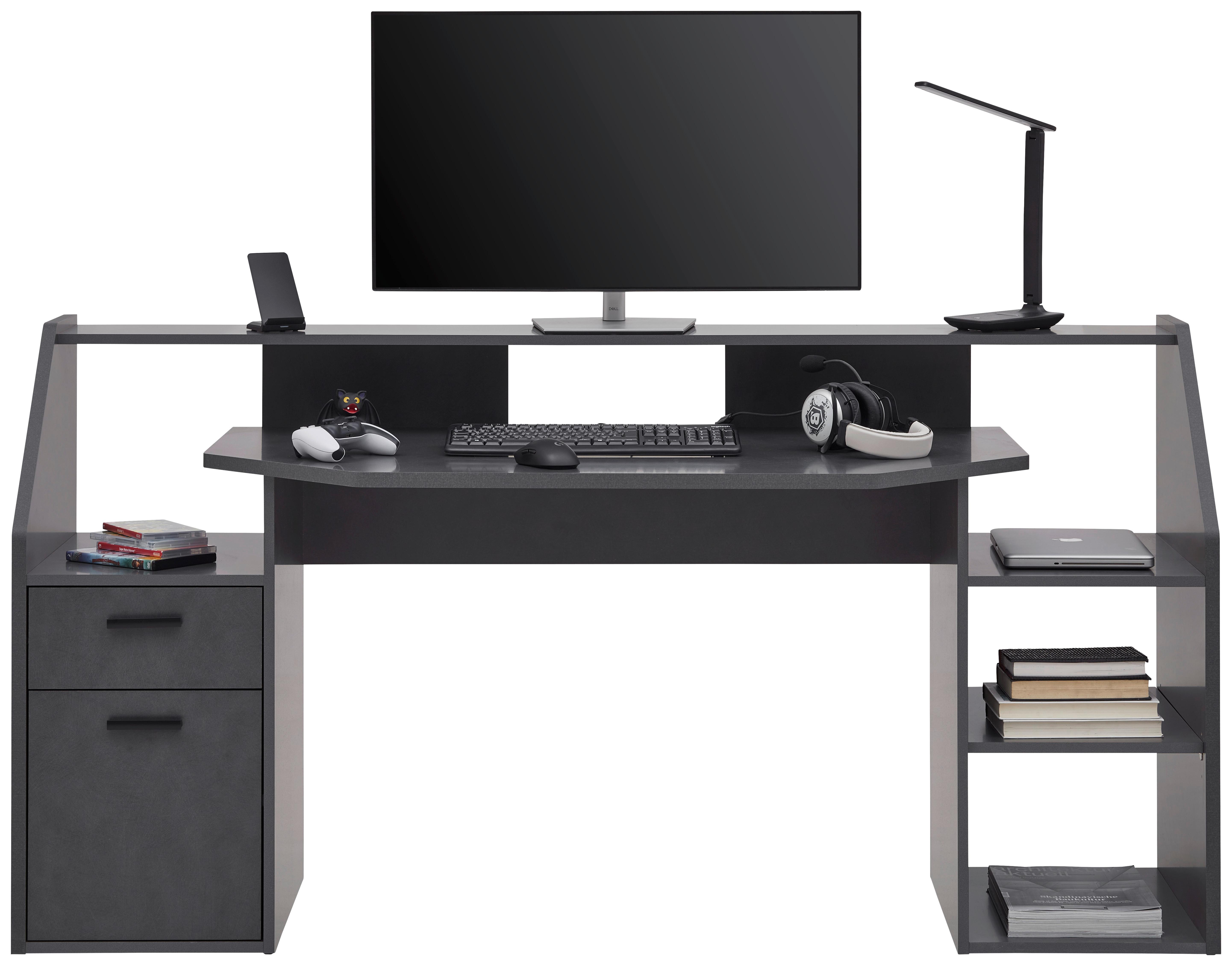 Gamingtisch Zocker 1 in Materafarben - MODERN, Holzwerkstoff/Kunststoff (180/92/68cm) - Mömax