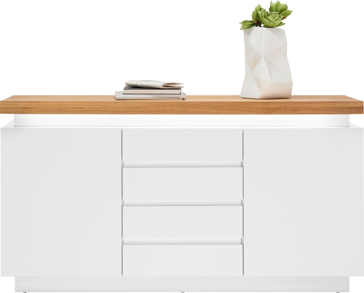 KOMODA SZEROKA ROMINA - kolor dębowy/biały, Design, materiał drewnopochodny/drewno (150/81/40cm)