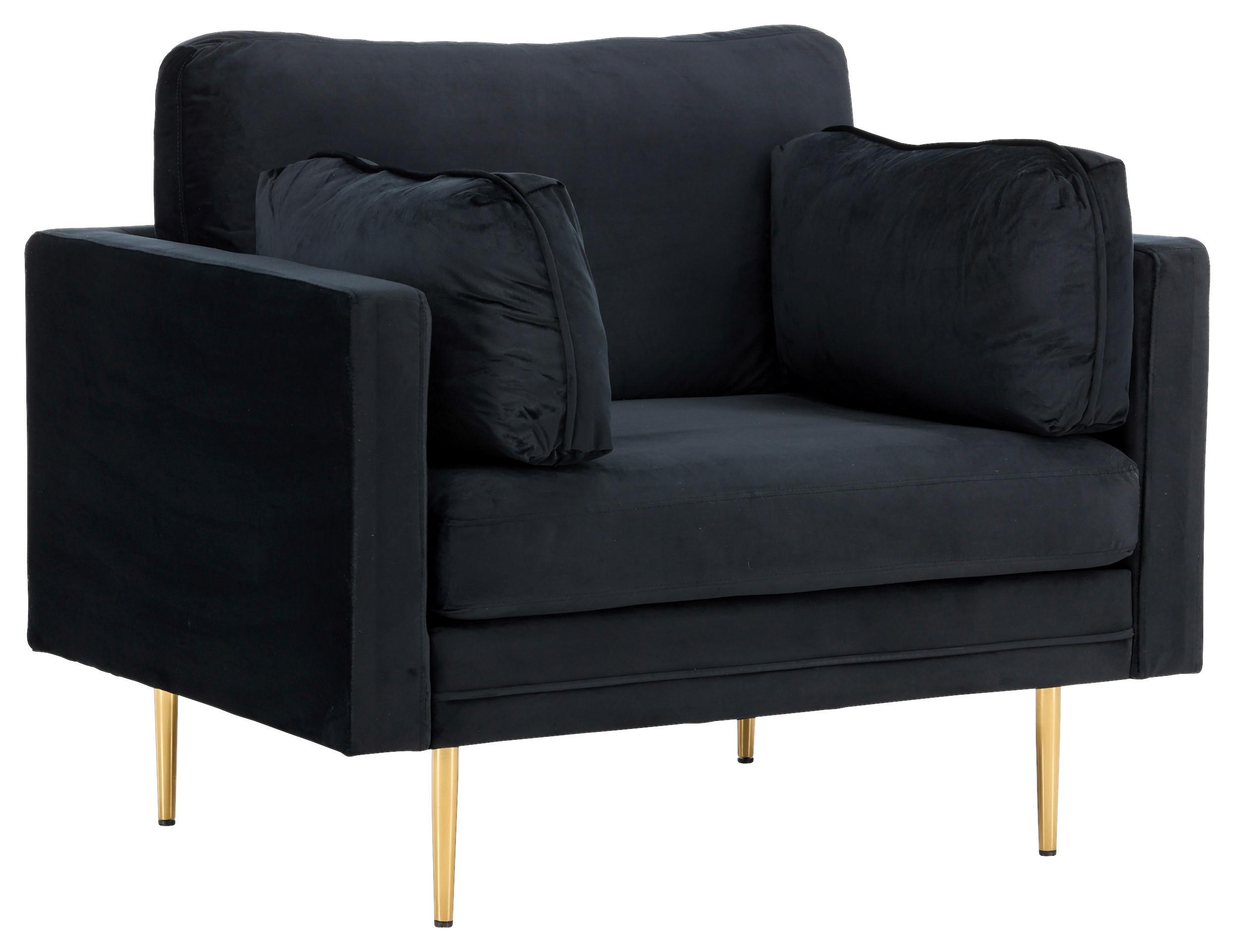 Sessel Boom ca. 110x84x86 cm Schwarz - Hellbraun/Schwarz, Design, Textil/Metall (110/84/86cm) - Livetastic