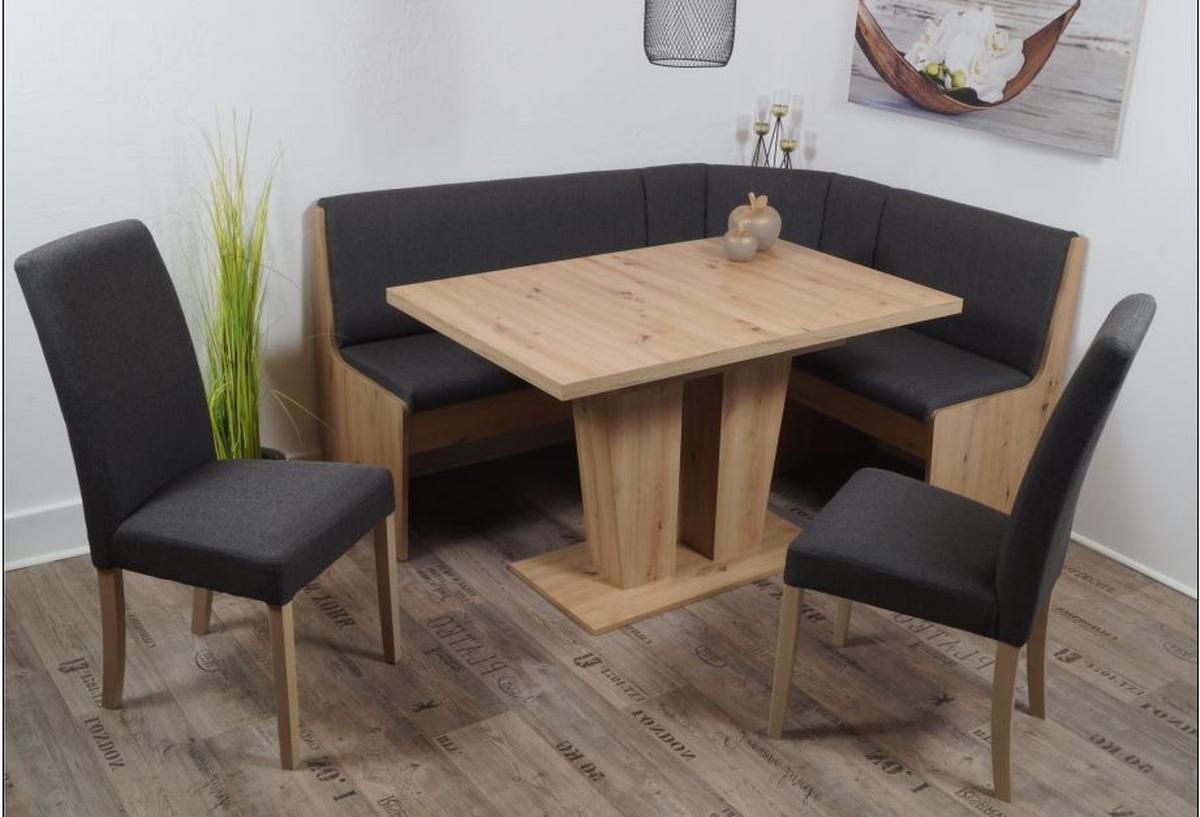 Eckbankgruppe Duisburg 4-tlg. Eiche Artisan/Grau - Dunkelgrau/Eiche Artisan, KONVENTIONELL, Holz/Holzwerkstoff (125/165cm) - P & B