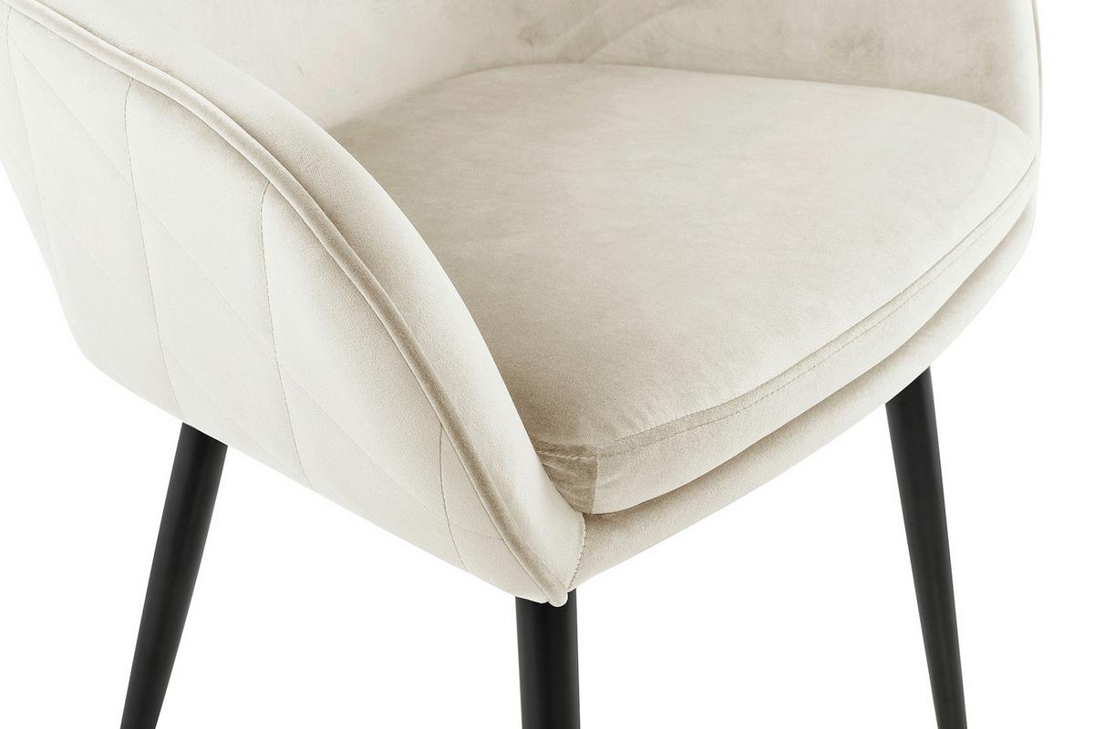 Naslanjač Samt, Krem Barva - črna/krem barve, Moderno, kovina/tekstil (61/85/60cm) - Livetastic