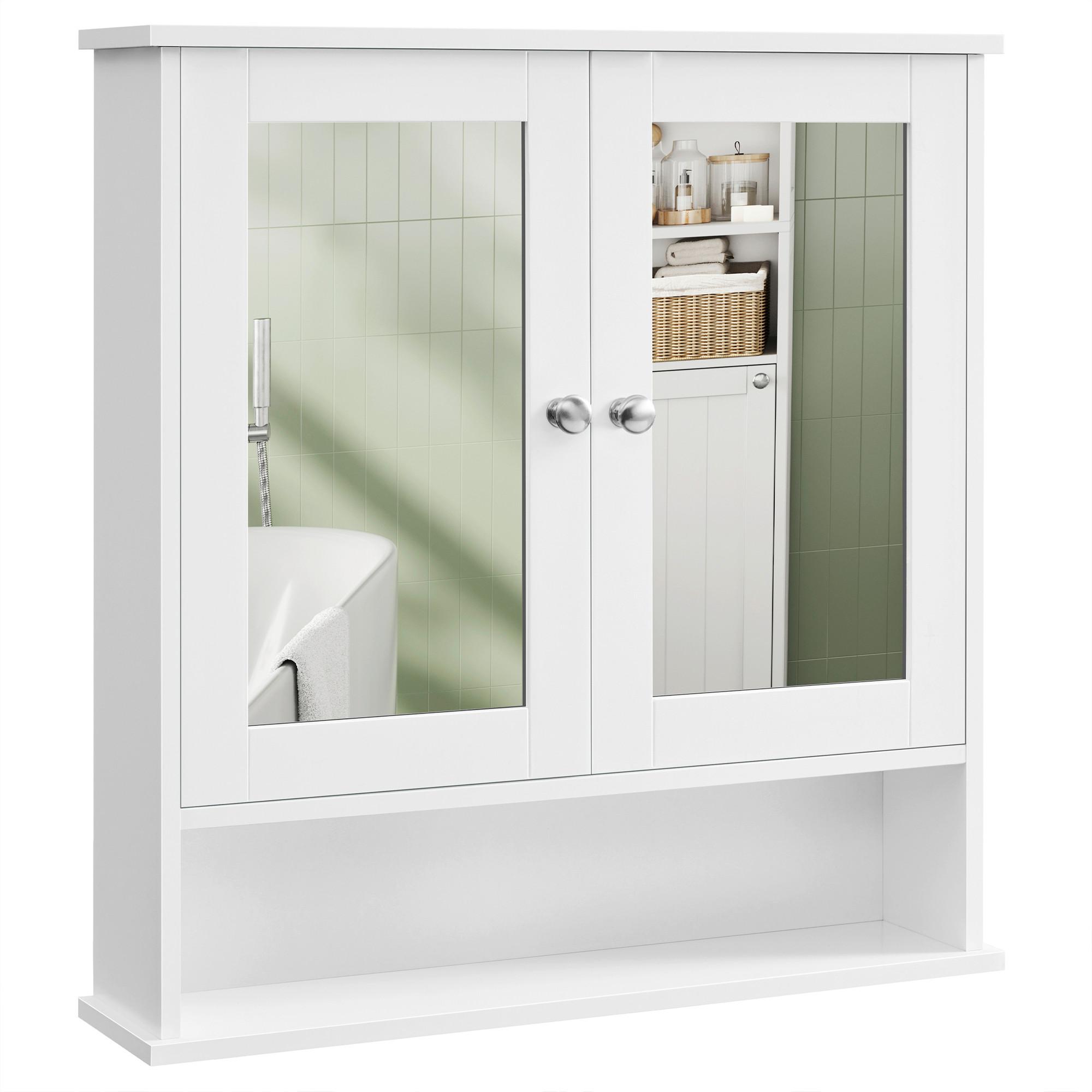 SPIEGELSCHRANK MIRROR CABINET - Silberfarben/Weiß, MODERN, Glas/Holzwerkstoff (65/75/15cm) - MID.YOU