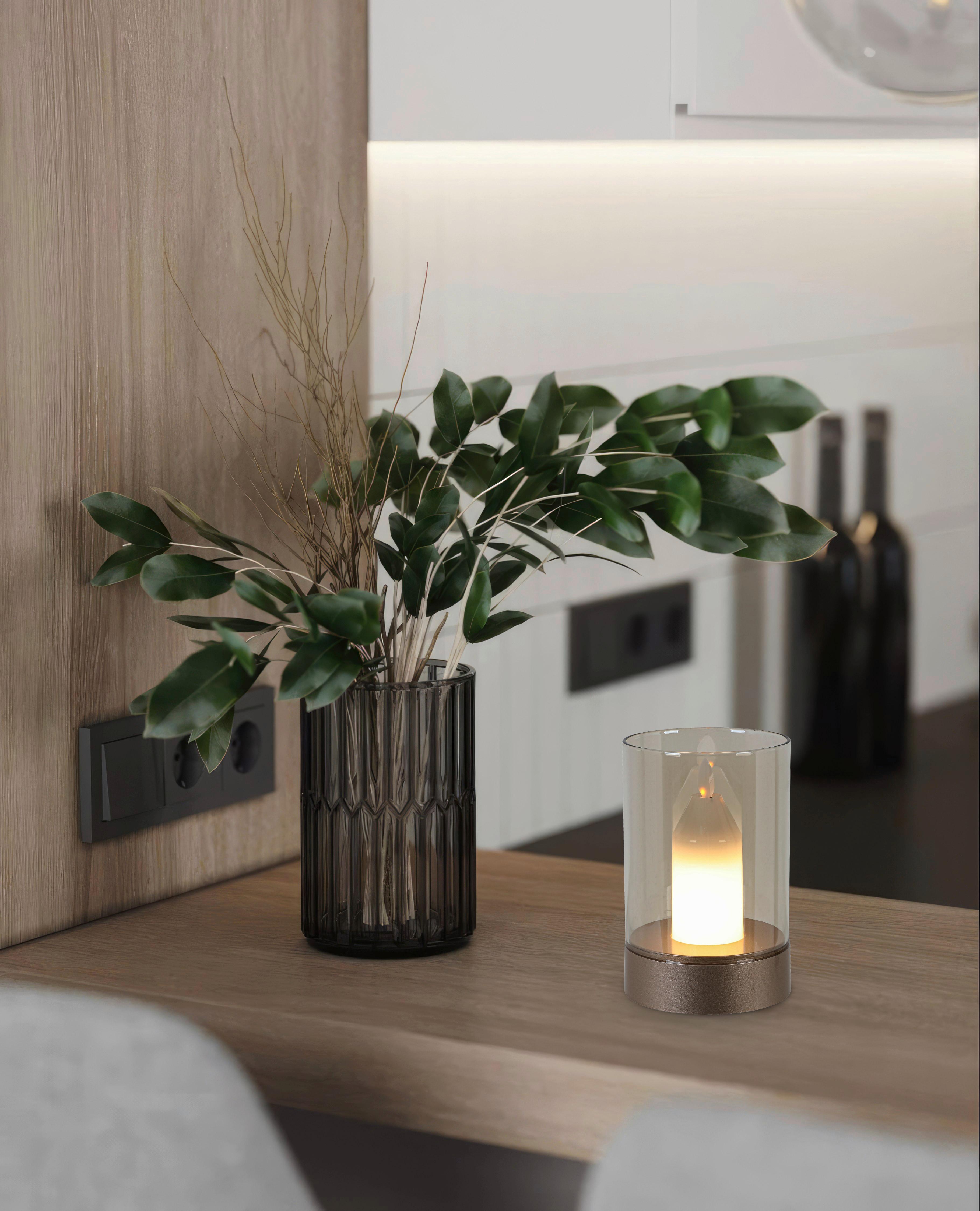 LED-DEKORATIONSLAMPA FLAMMI - vit/kromfärg, Modern, metall/glas (8,5/13cm) - Mömax