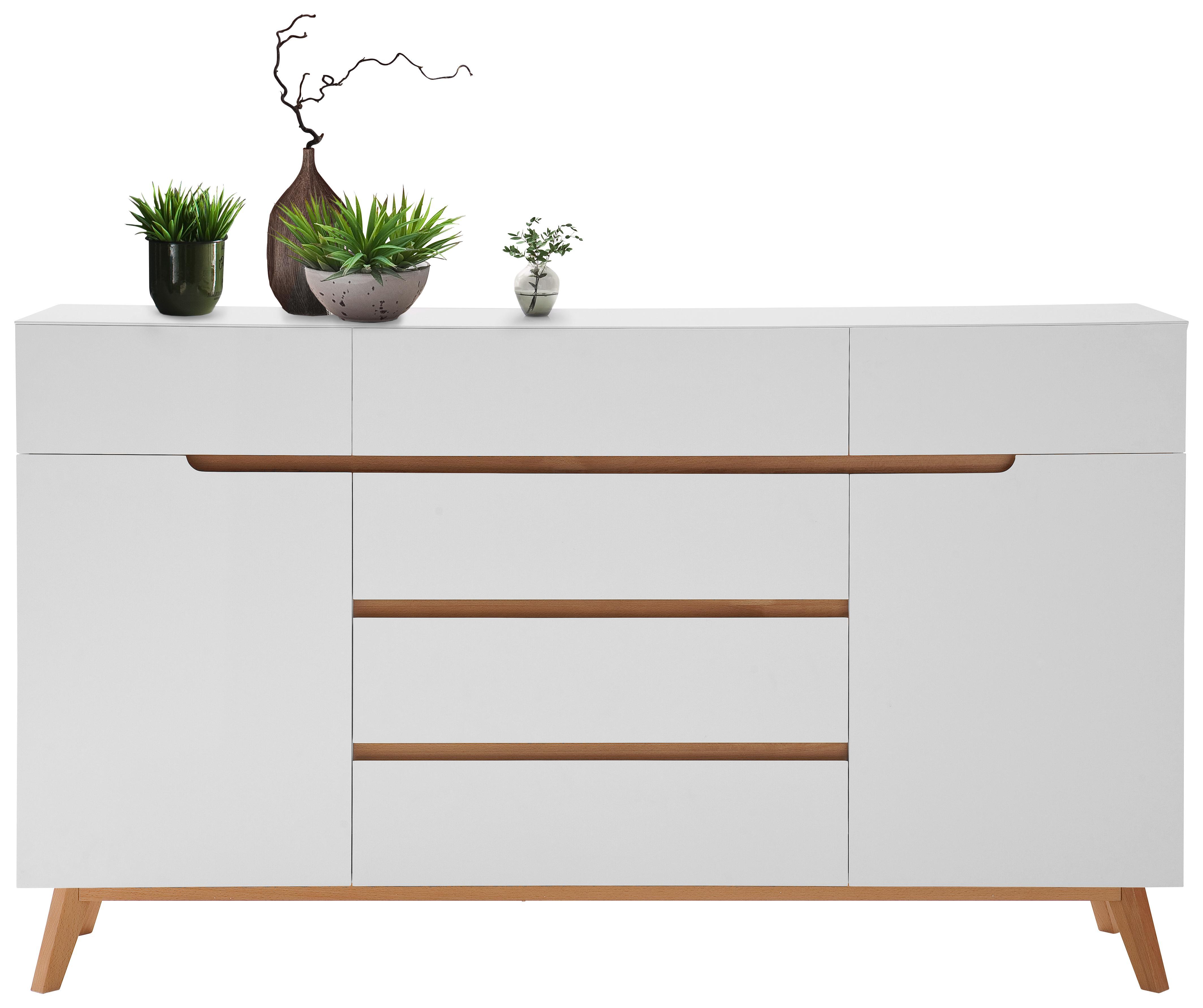 Sideboard in Weiß/Eichefarben - Eichefarben/Weiß, MODERN, Holz/Holzwerkstoff (169/101/41cm) - Premium Living