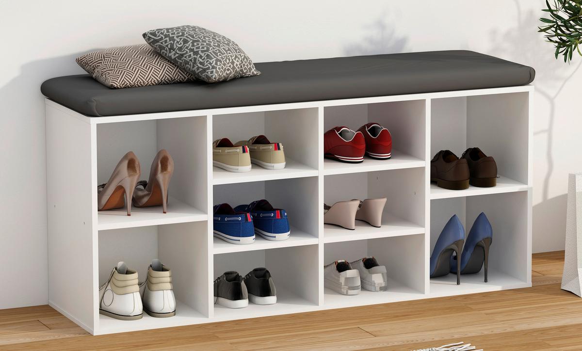 SCHUHREGAL HINSOL - Weiss, Design, Holzwerkstoff (104/50/30cm) - MID.YOU