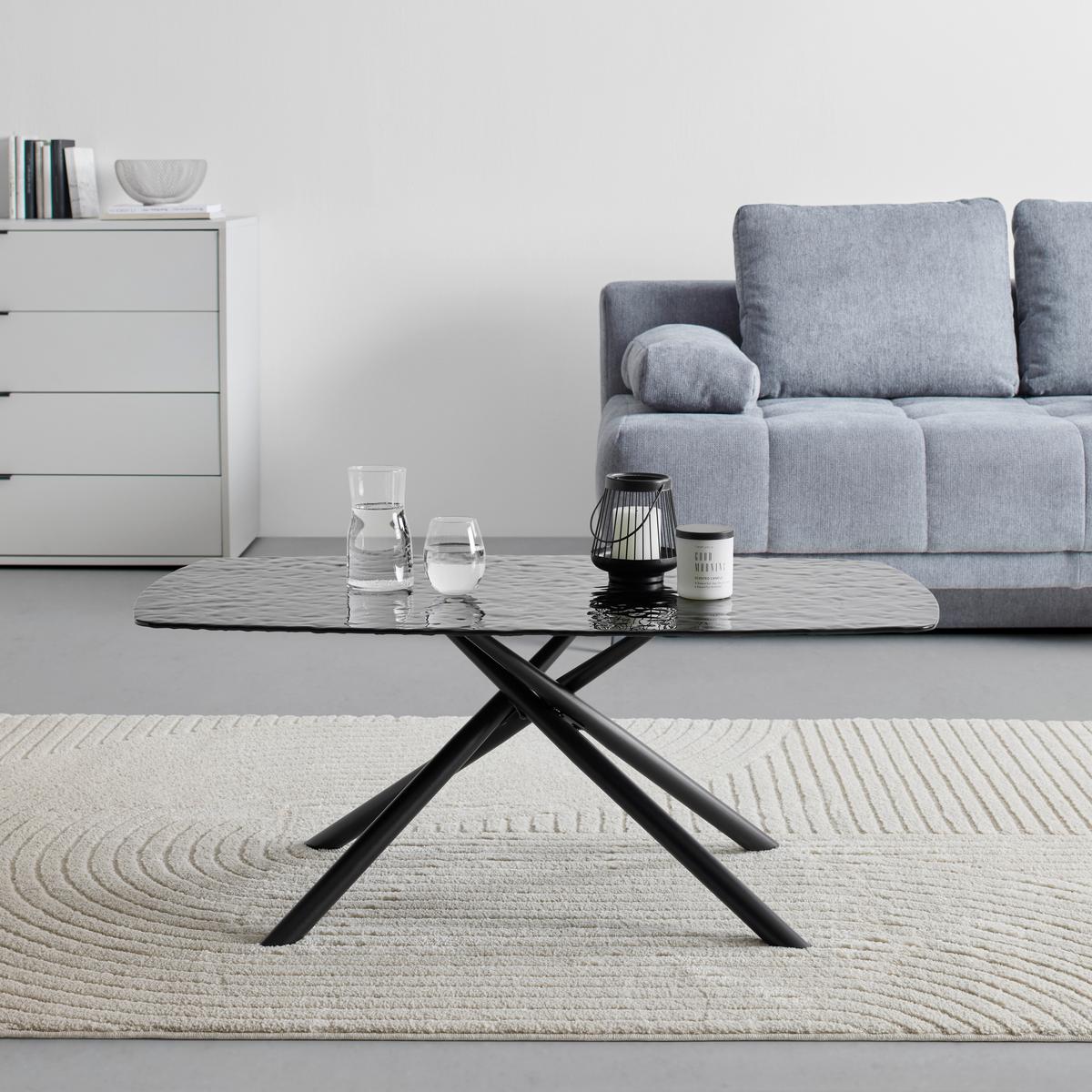 Couchtisch Blacky Schwarz - Schwarz, MODERN, Glas/Metall (110/45/60cm) - Mömax