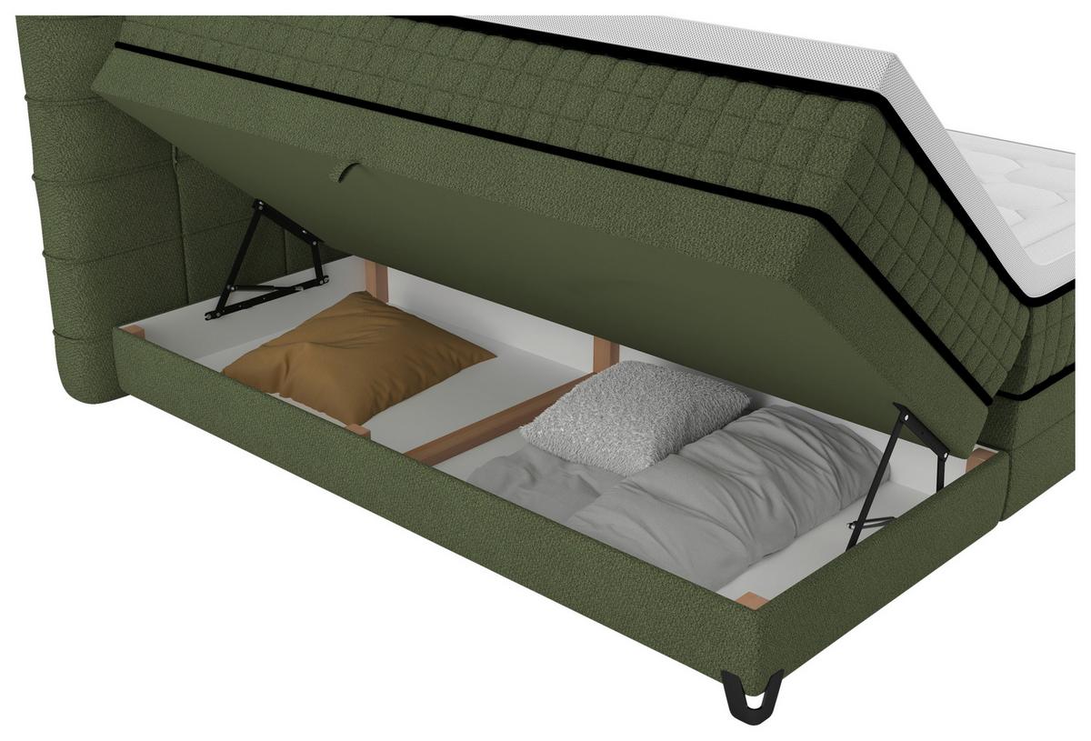 Boxspringbett Carmen C Grün ca. 180x200cm - Grün, Konventionell, Holz/Holzwerkstoff (180/200cm) - Premium Living