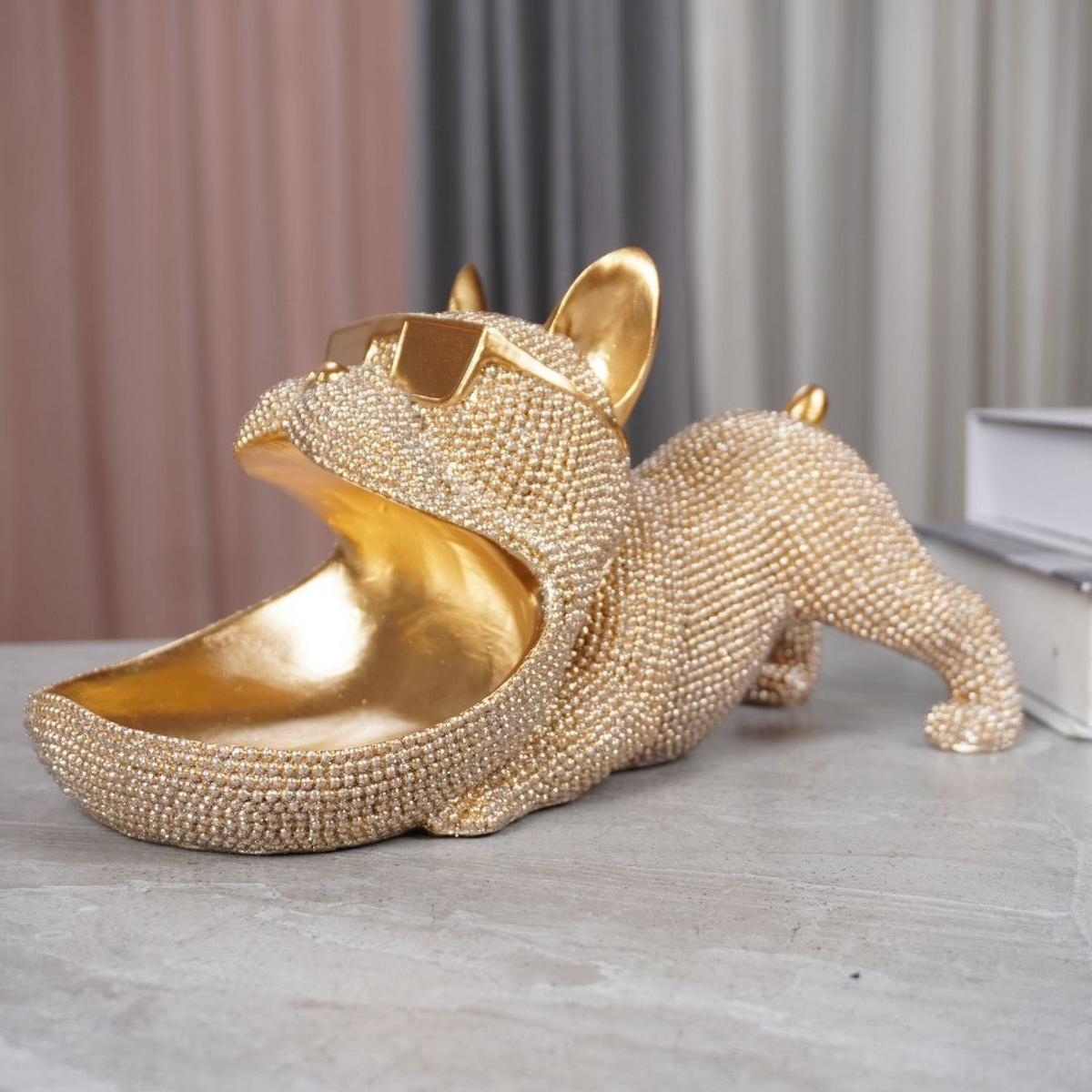 Dekor Kutya Sugdog - aranyszínű, műanyag (25/13/12,5cm)