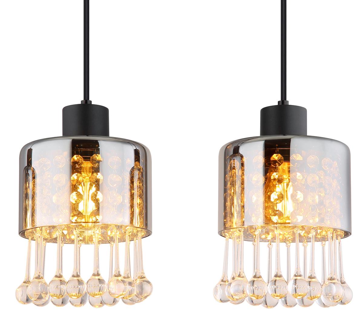 HÄNGELEUCHTE 15884-4H - Klar/Schwarz, Konventionell, Glas/Kunststoff (82,5/15/120cm) - Globo