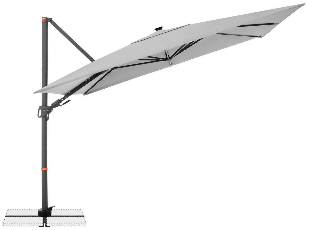 Ampelschirm Myzone Led Hellgrau ca. 300x220cm - Anthrazit/Hellgrau, Basics, Textil/Metall (300/220cm) - Doppler