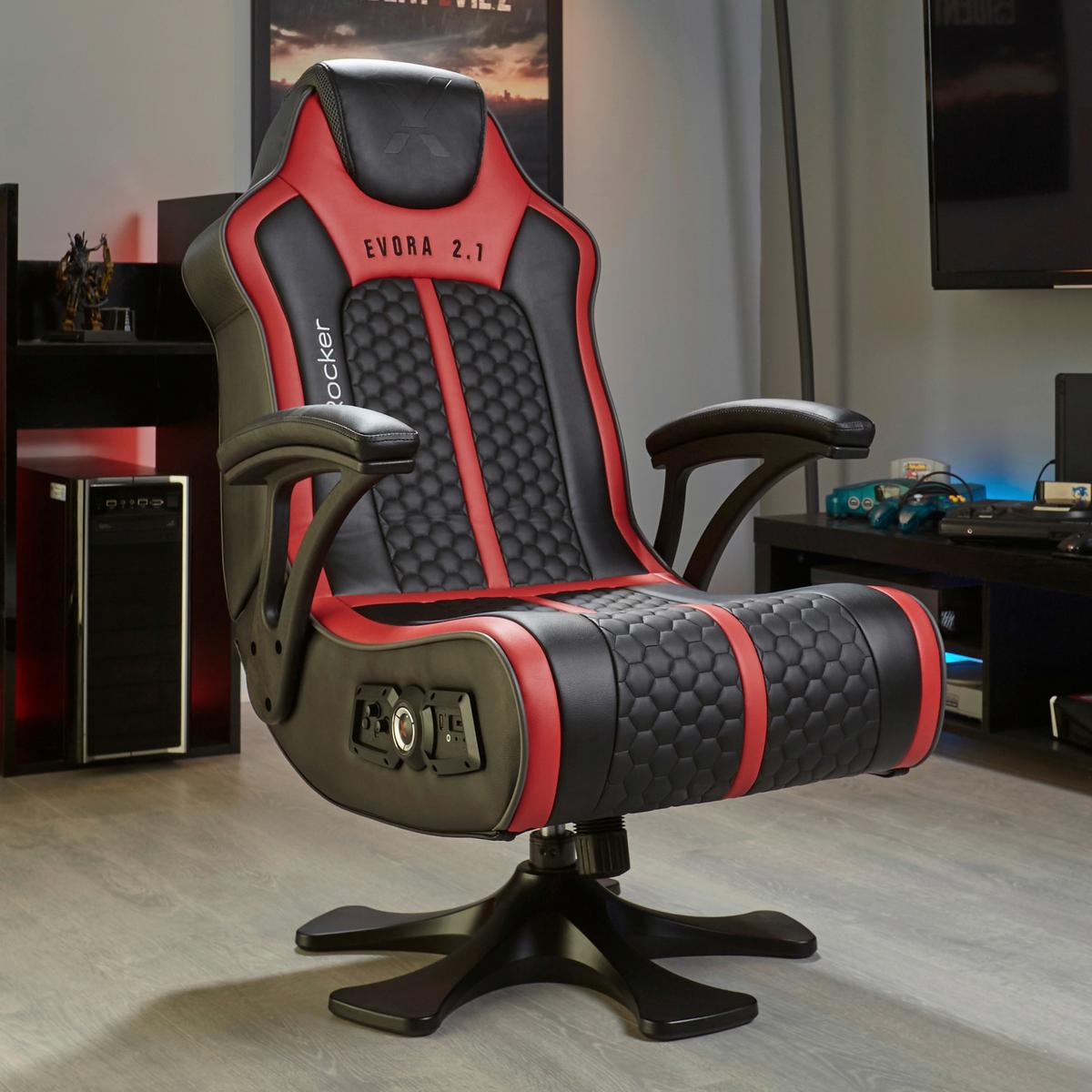 Gamingsessel Evora 2.1 ca. 65x102,5x78cm Rot/Schwarz - Rot/Schwarz, MODERN, Kunststoff/Textil (65/102,5/78cm) - X Rocker