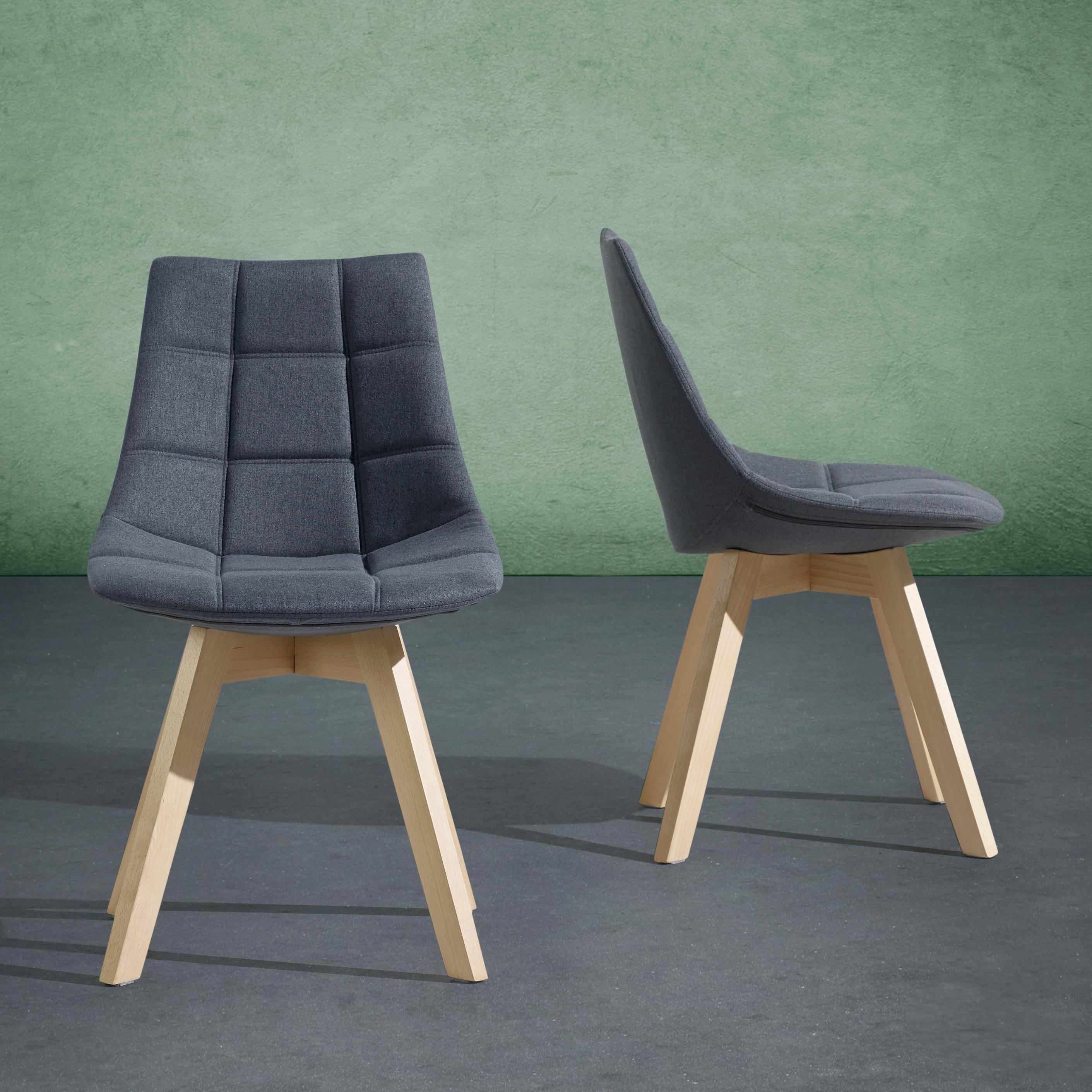 STUHL in Grau 'Cleo' - Buchefarben/Grau, MODERN, Holz/Textil (48/80/42cm) - Bessagi Home