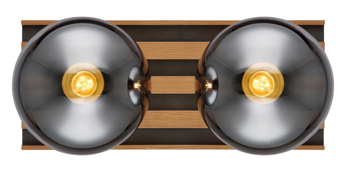 Stropna Svjetiljka Parsons - siva/smeđa, Design, staklo/drvni materijal (35/15/20cm) - Globo
