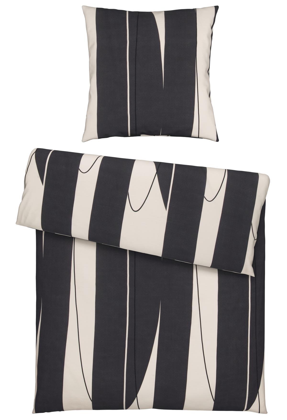 Bettwäsche Abstract XL Schwarz/Weiß ca. 155x220cm - Schwarz/Weiß, MODERN, Textil (155/220cm) - Modern Living