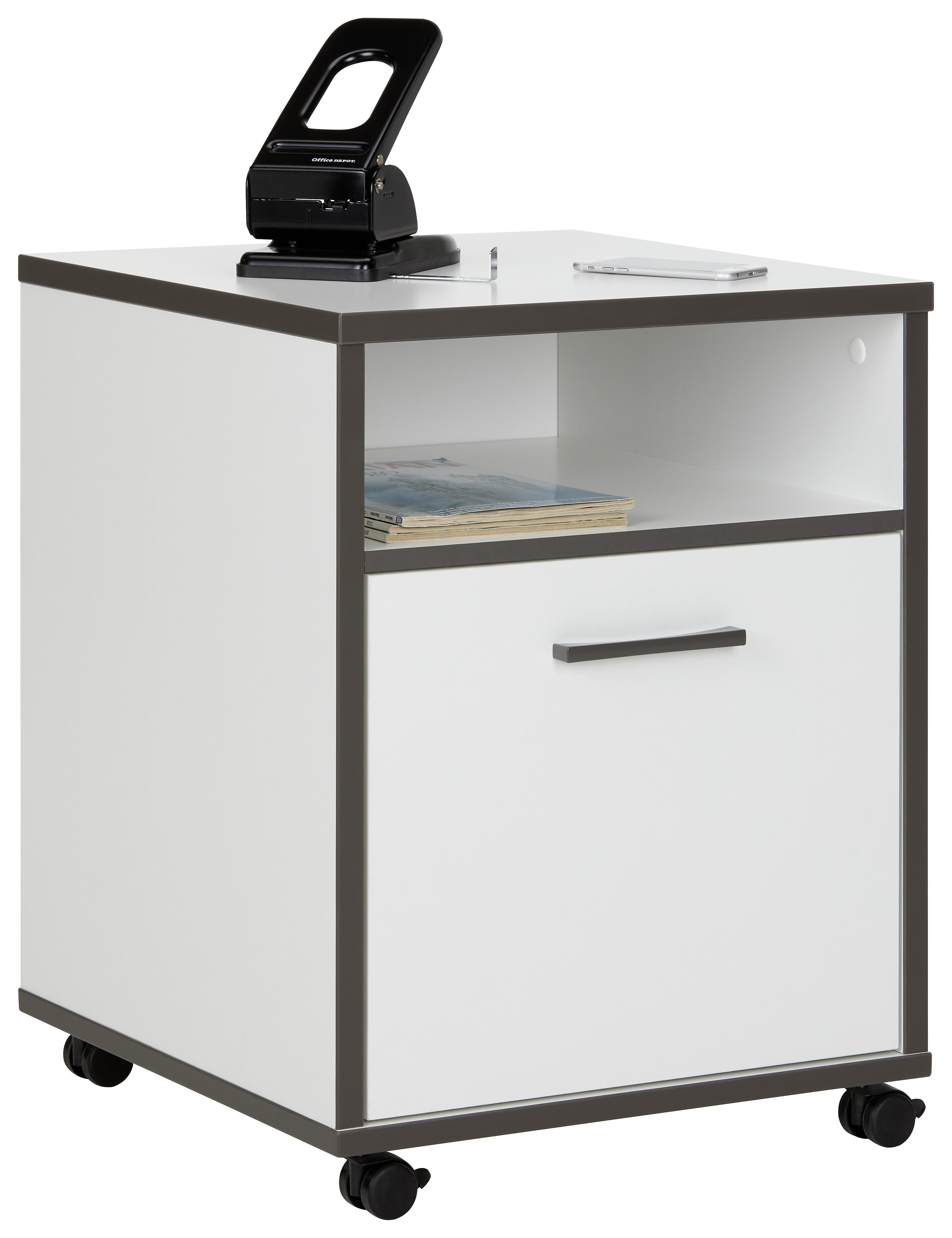 Rollcontainer in Grau/Weiß - Schwarz/Weiß, MODERN, Holzwerkstoff/Kunststoff (49,8/63,9/52,2cm) - Modern Living