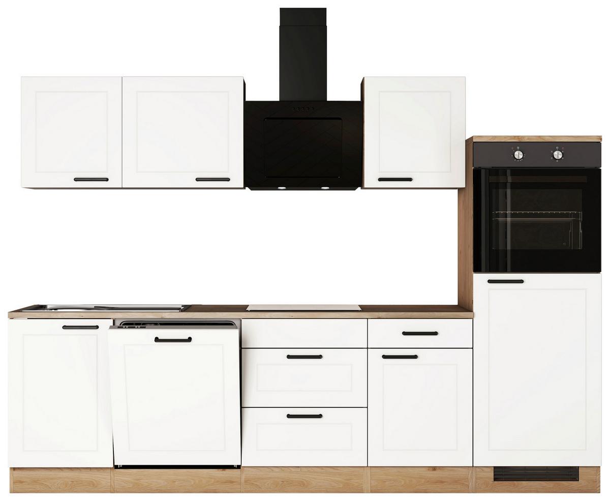 Kuhinjski Blok Z Aparati Julia, Bela, Barva Hrasta - črna/barve hrasta, Basics, kovina/leseni material (280cm) - FlexWell