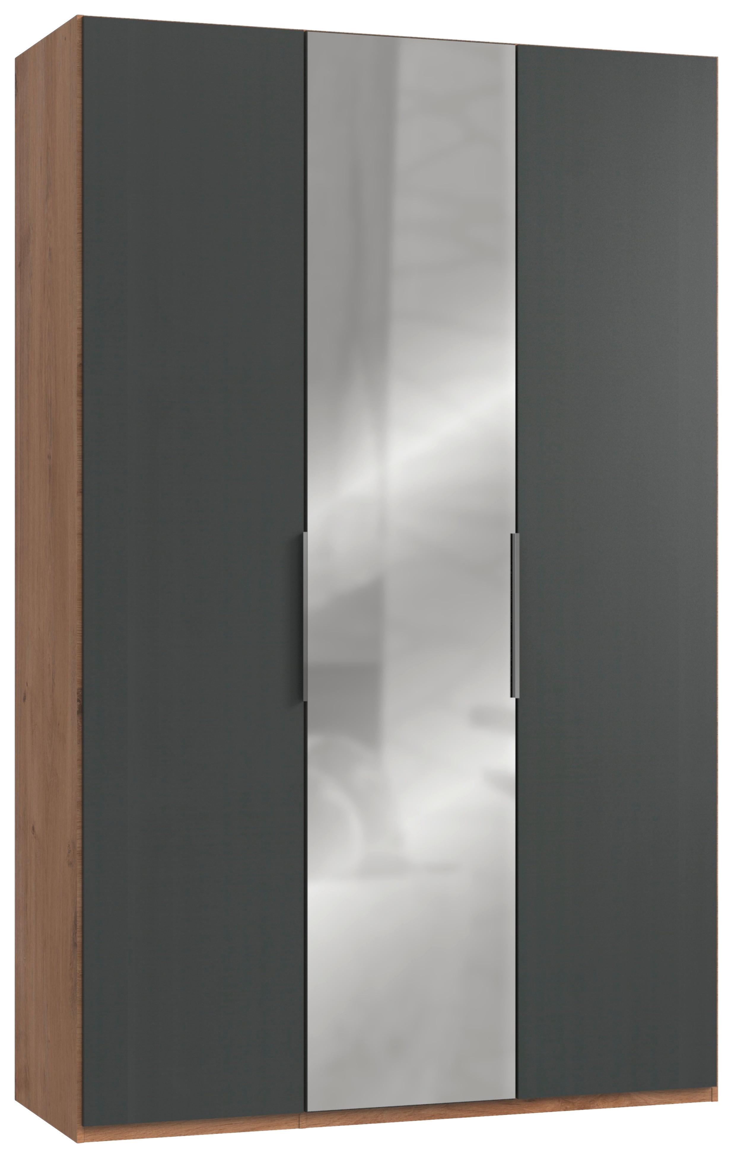 Drehtürenschrank Level 36A mit Spiegel ca.150cm Graphitfarben - Chromfarben/Eichefarben, MODERN, Holzwerkstoff (150/236/58cm) - MID.YOU