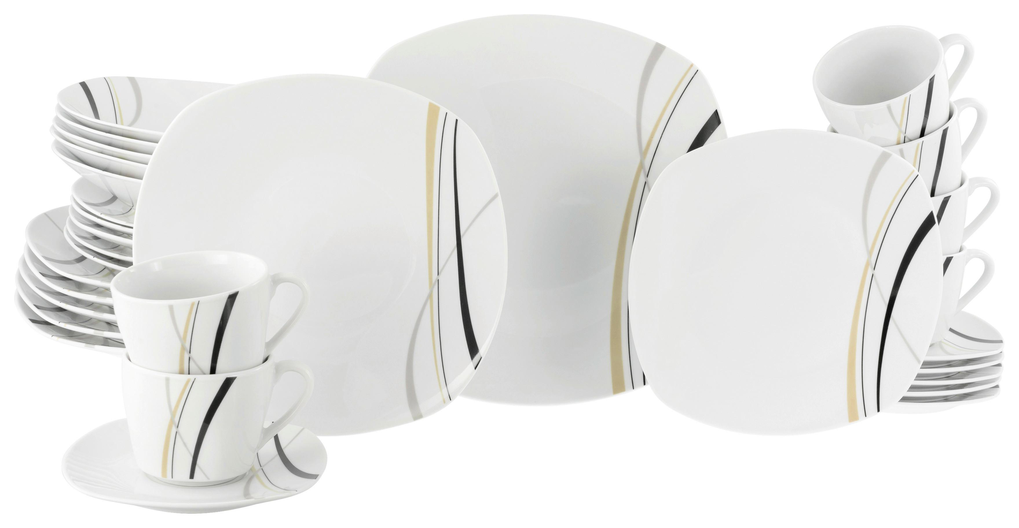 Kombiservice Square City Line Weiß, 30 teilig - Weiß, Trend, Keramik - Creatable