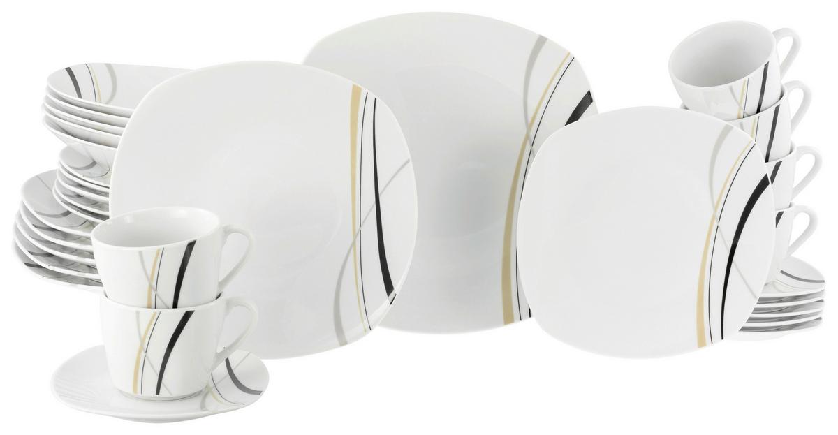 Kombiservice Square City Line Weiß, 30 teilig - Weiß, Trend, Keramik - Creatable