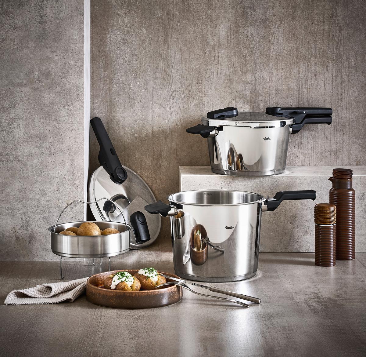 SZYBKOWAR 600-410-04-070/0 FISSLER - kolor srebrny, Basics, metal (22cm) - Fissler