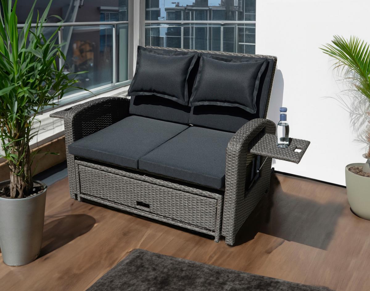 Loungesofa Nizza Schwarz - Schwarz, Basics, Kunststoff/Textil - Gardenson
