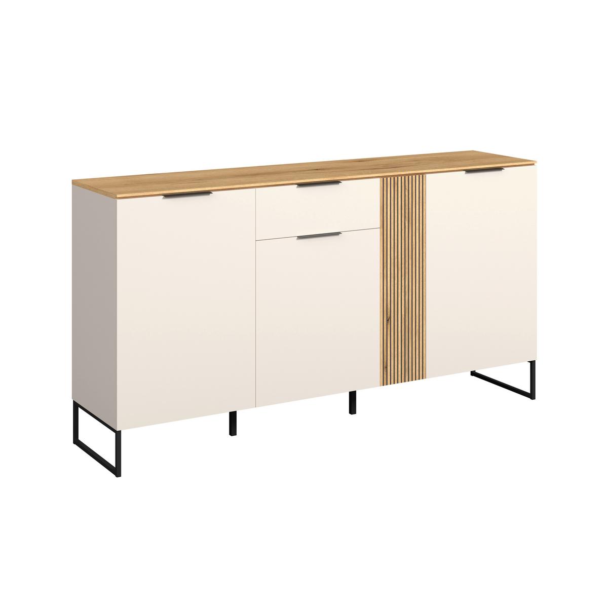 Comodă cu usi KING - cașmir/culoare lemn stejar, Modern, material pe bază de lemn (170/90/40cm) - Modern Living