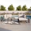 Loungegarnitur Valentina Hellg Metall/Outdoorstoff +Abdeckung - Hellgrau/Schwarz, MODERN, Glas/Textil (90/65/74cm) - Bessagi Garden