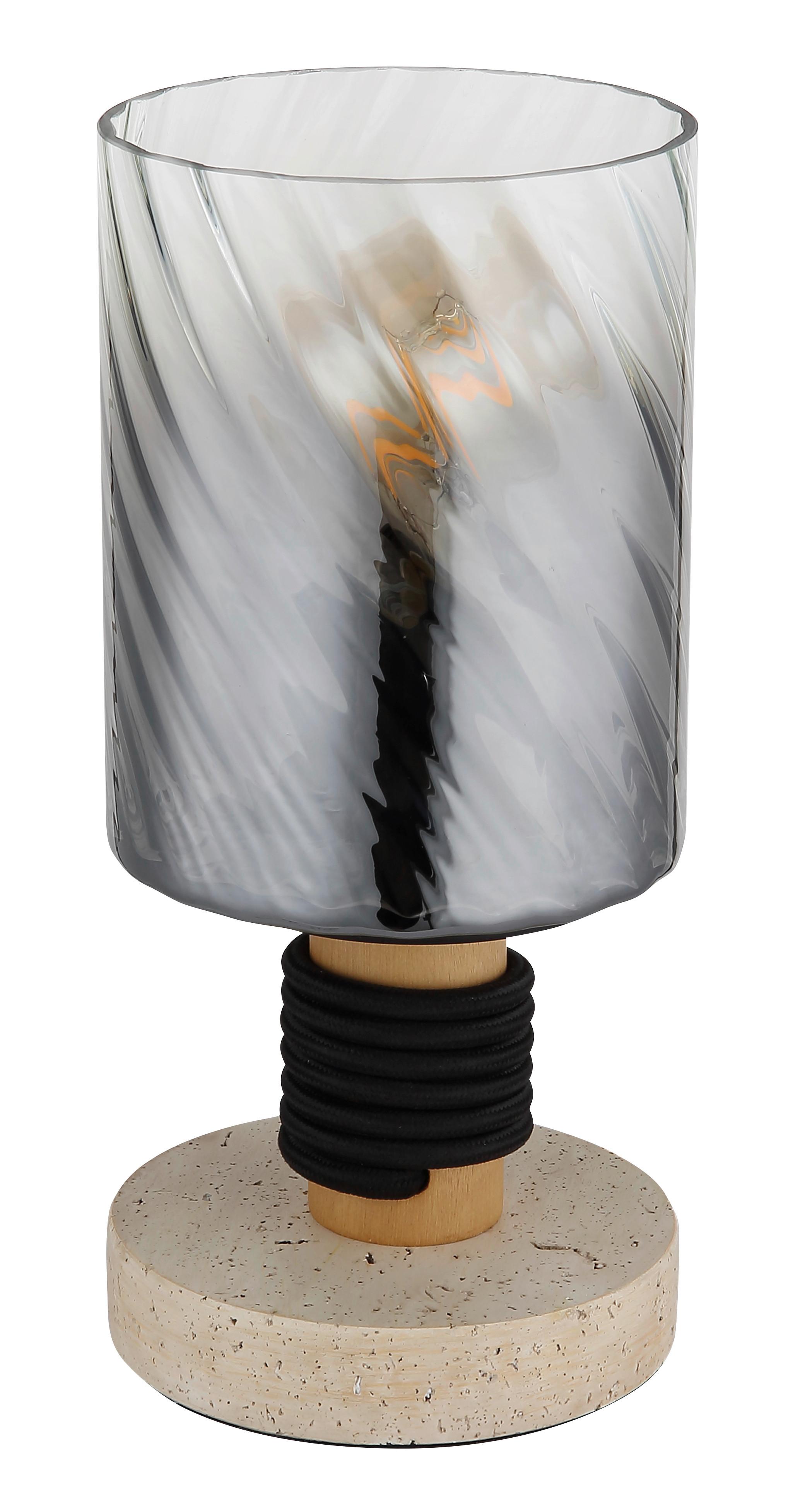 TISCHLEUCHTE 15777T  OSBORNE - Klar/Schwarz, Design, Glas/Holz (12/25,4cm) - Globo