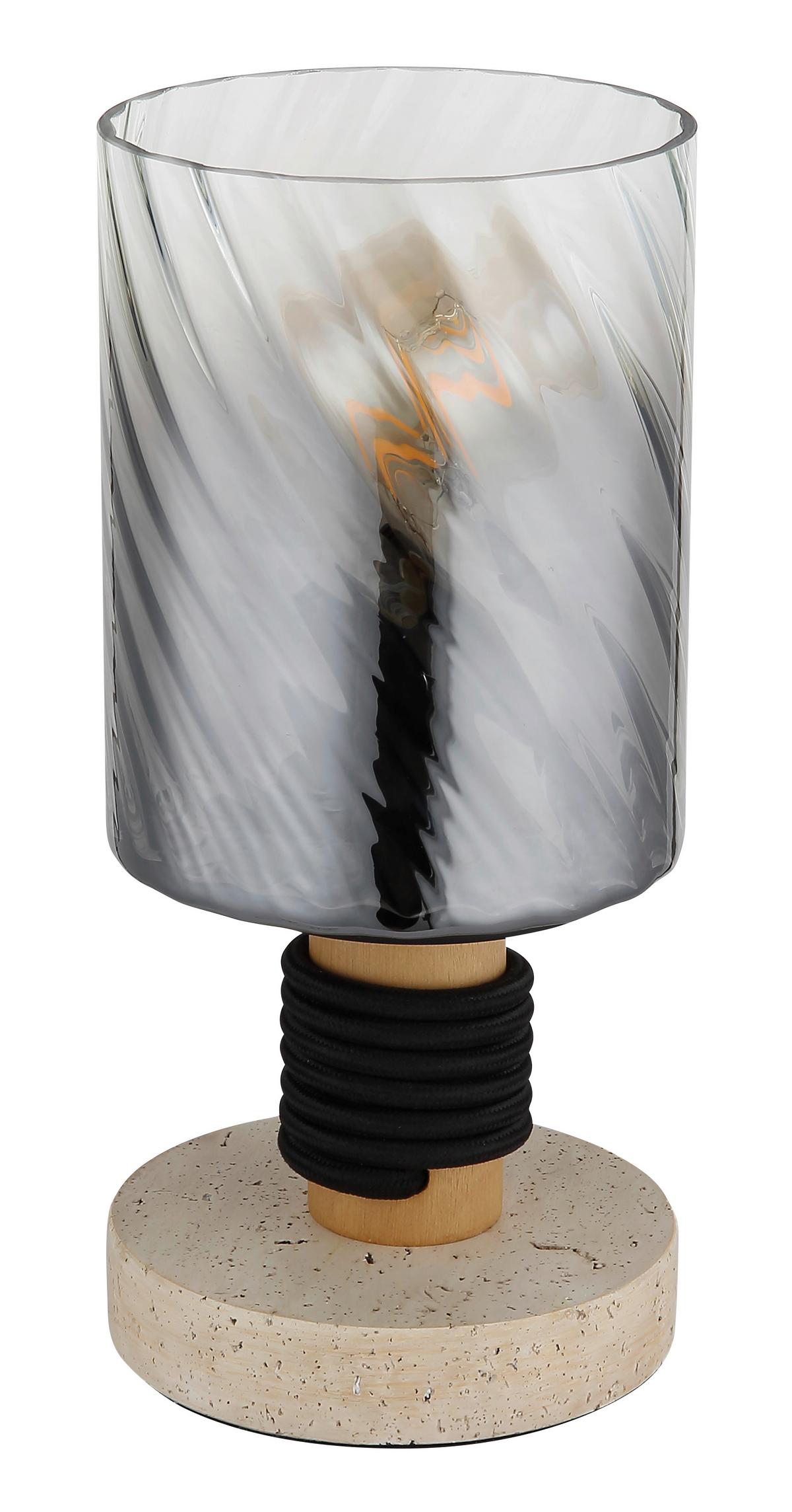 TISCHLEUCHTE 15777T  OSBORNE - Klar/Schwarz, Design, Glas/Holz (12/25,4cm) - Globo