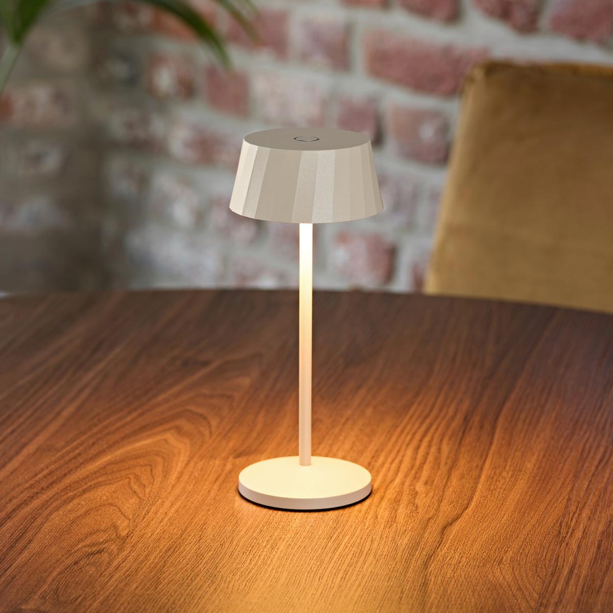 LAMPA STOŁOWA Z AKUMULATOREM 4522201 FACETTA - beżowy, Basics, metal (9,2/9,2/22,2cm) - Sigor