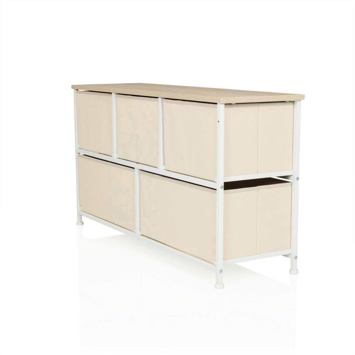 Komoda Foldar, Bež - bela/bež, Moderno, umetna masa/tekstil (100/55/30cm) - MID.YOU