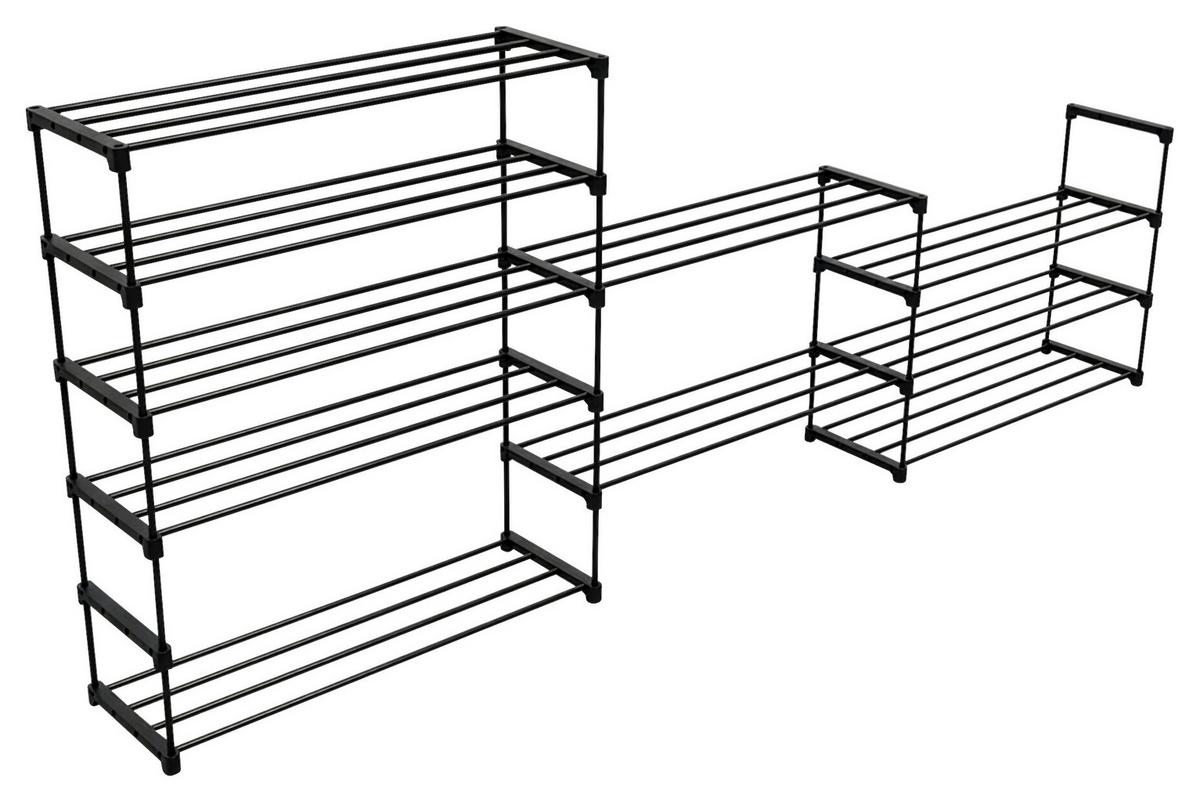 Etajeră încălțăminte GRANDO - negru, Konventionell, plastic/metal (94/194/30cm) - Based